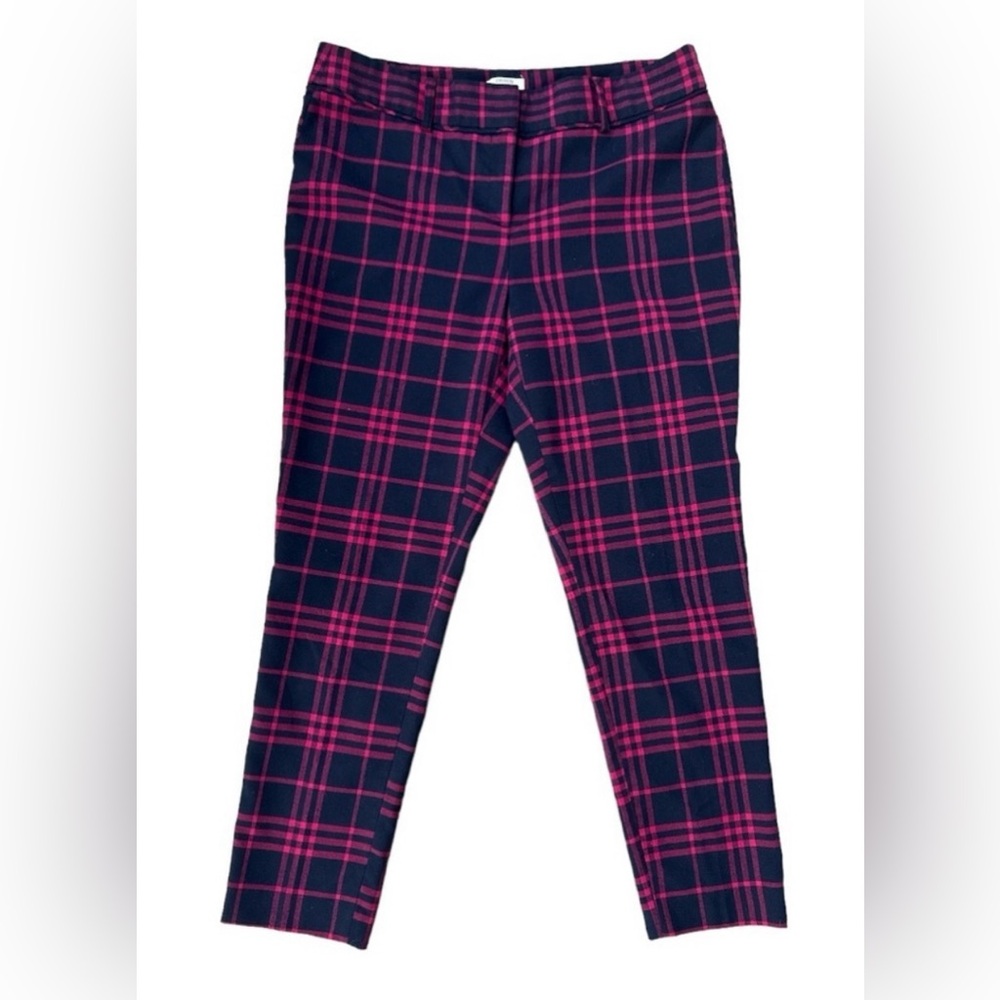 crown & ivy Pink and Black Checkered Cropped Pants